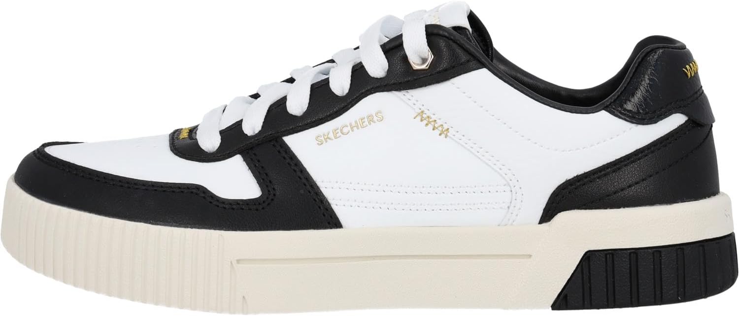 Skechers Women's Jade - Best in Class Leather Lace-Up Sneakers with Memory Foam, White/Black, 6 - Image 2