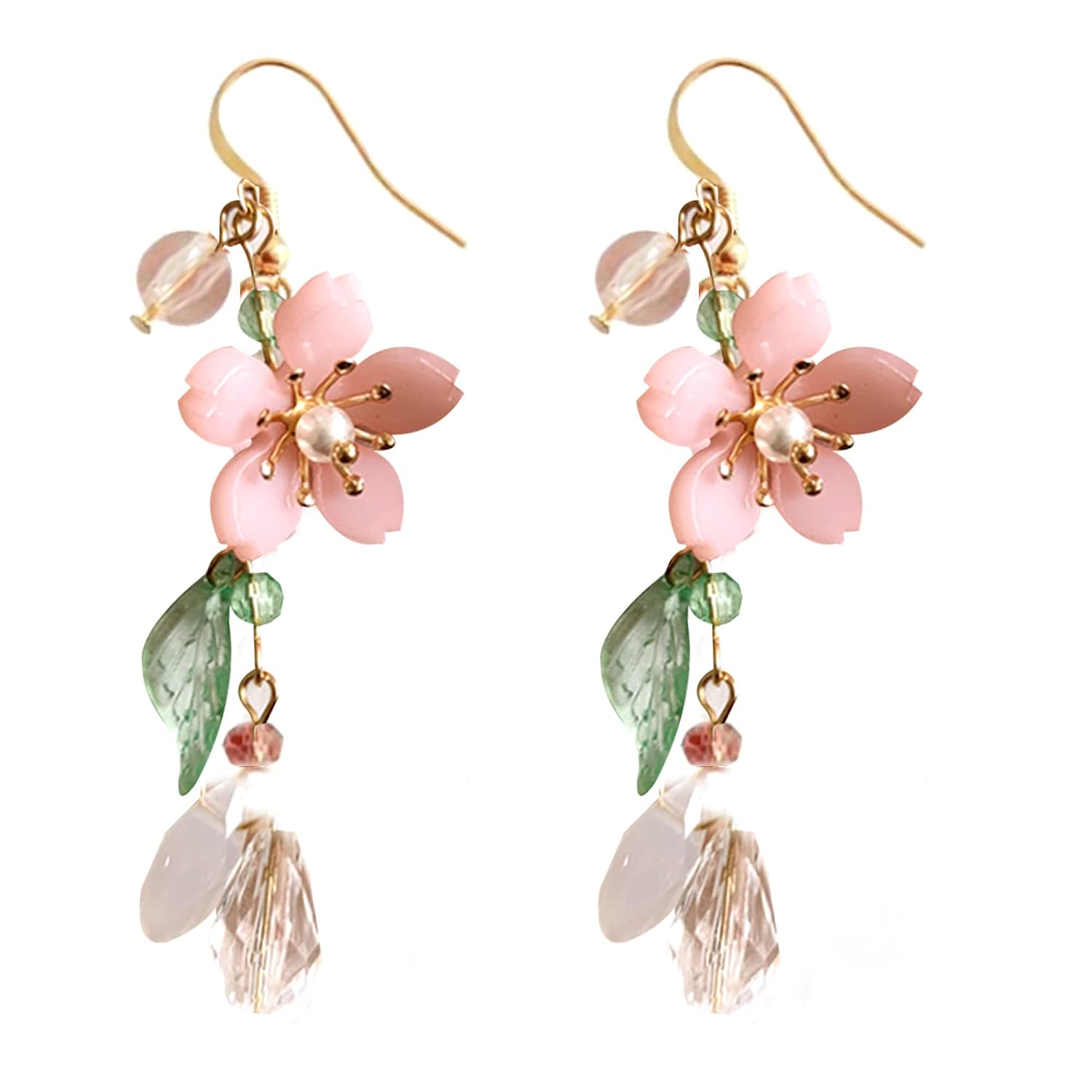 LAKIYOYO Pink Flower Dangle Earrings for Women Cute Pearl Leaf Sakura Leaf Earrings Fairy Statement Summer Refreshing Seas... - Review, Price and Buying Guide