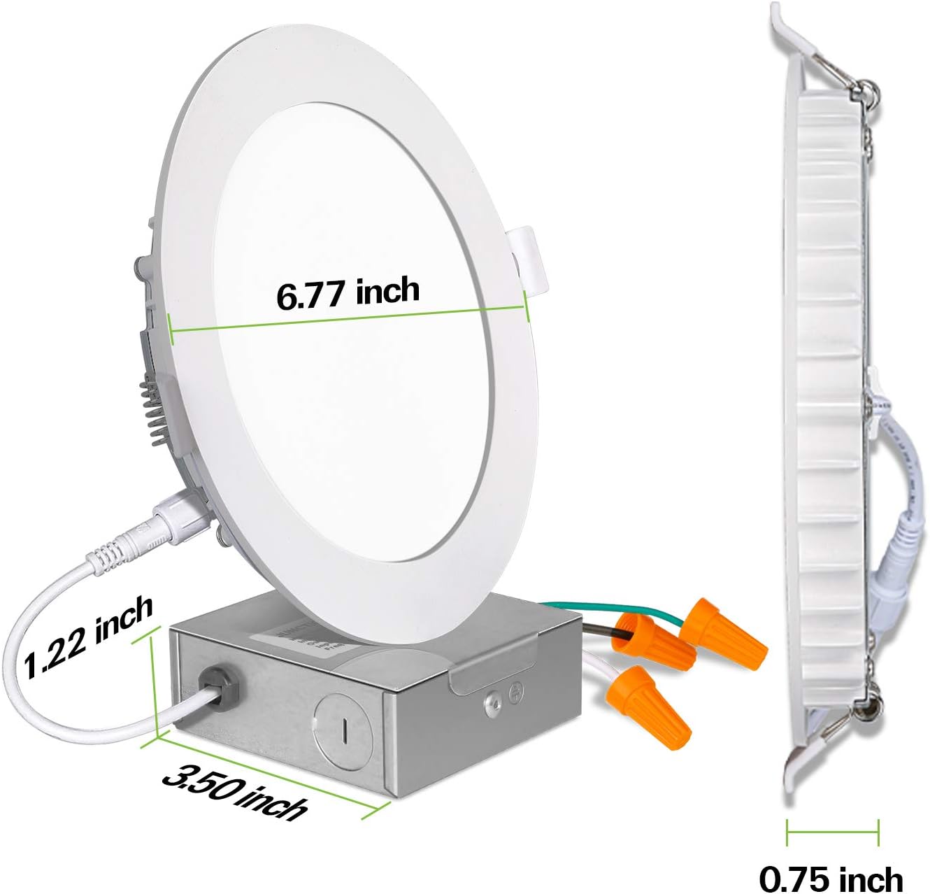 hykolity 12 Pack 6 Inch 5CCT LED Recessed Ceiling Light W/Junction Box, 2700K-5000K Color Temperature Selectable, CRI90, 14W=100W, 1100lm, Dimmable Ultra-Thin Recessed Lighting Can-Killer Downlight