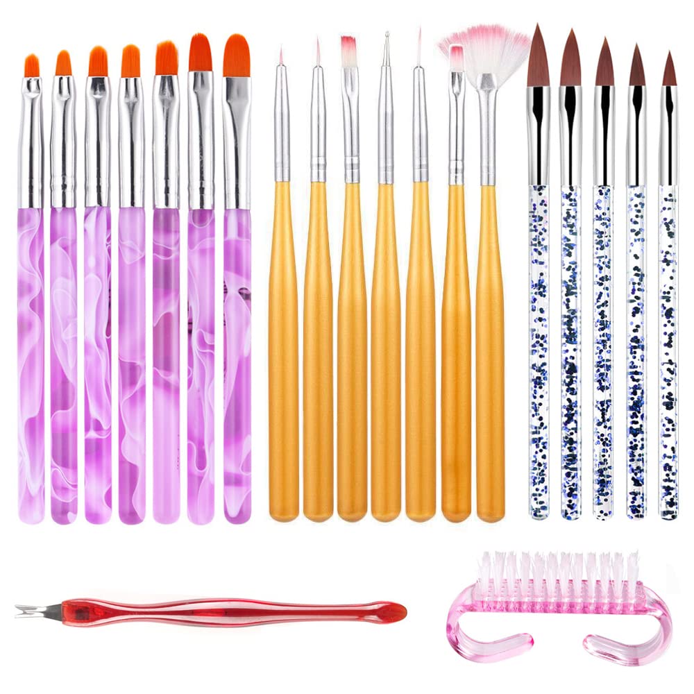 Manicure DIY Salon Nail Art Brush Painting, Striping, Liner, Drawing Nail Pen Design Tools Kit for Nail Polish Builder Gel Extension
