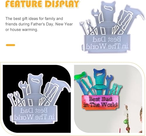 Miniatura 4 de ABOOFAN Molde de silicona para el día del padre, herramientas de mano, moldes para fondant, mini herramientas de construcción para decoración de