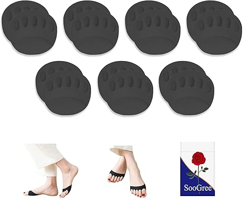 Cojines de bola de pie (7 pares), almohadillas metatarsianas, calcetines invisibles para mujeres y hombres, almohadillas de gel suave para pies
