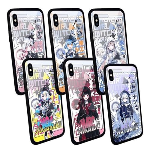 SHUKJ(シュック) 魔法少女ノ魔女裁判 スマホケース Iphone17Promax適用ケース 二階堂ヒロ 橘シェリー 桜羽エマ 黒部ナノカ 宝生マーゴ 鏡面ガラス 強化ガラス アイフォンケース ゲームグッズ 携帯電話ケース 携帯カバー 保護ケース 耐衝