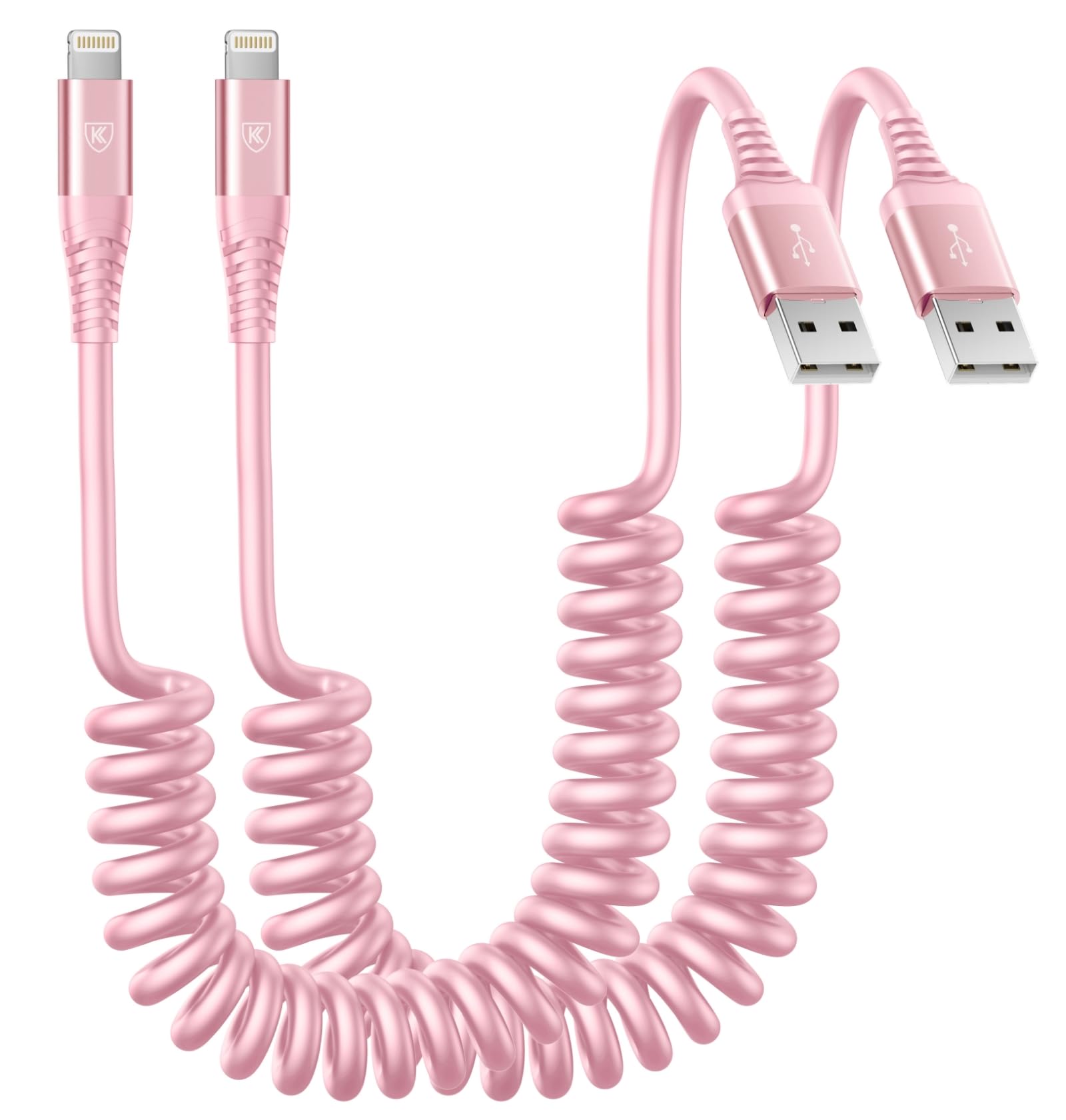 Photo 1 of iPhone Charger Cable for Car 3FT, 2Pack Coiled Coiled Lightning Cable