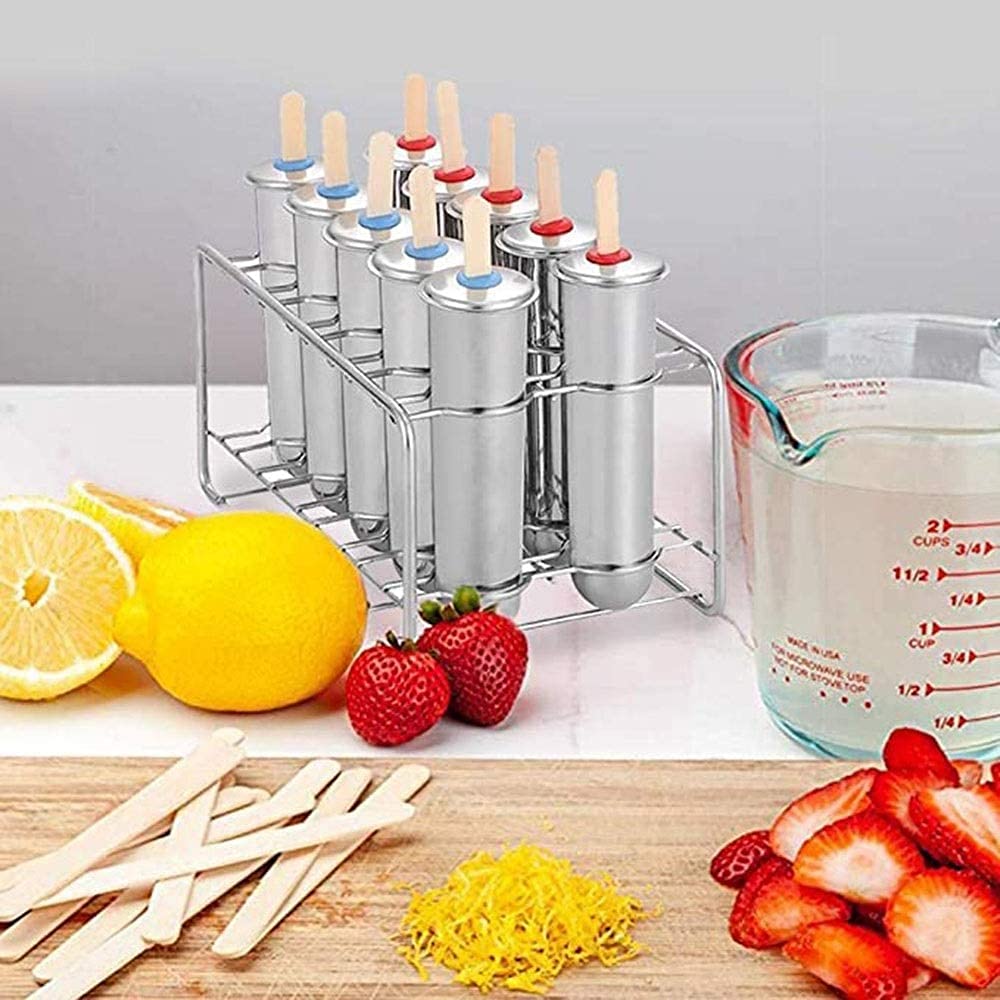 Moldes para paletas de Acero Inoxidable Cepillos para palitos de Helado para el hogar Moldes para Hielo innovadores de Frutas DIY,