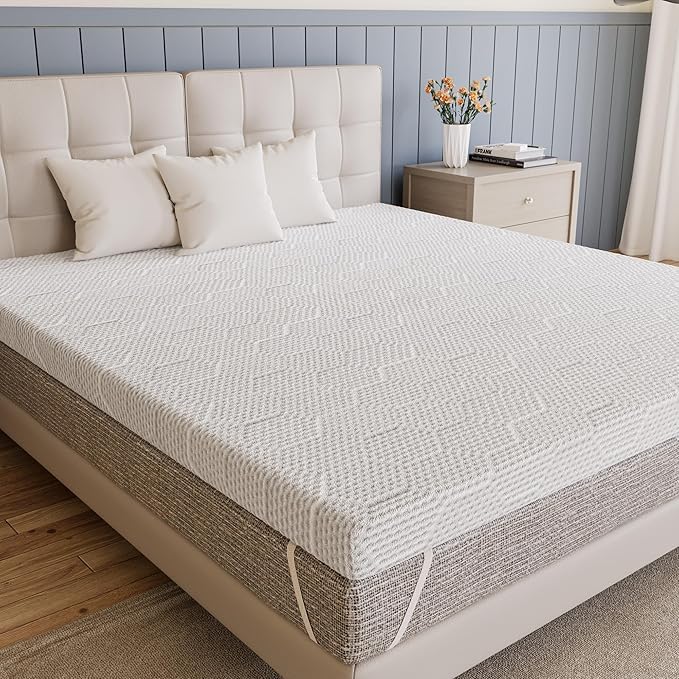 Cubrecolchón de 180 x 200 cm, 10 cm de altura H2&H3, protector de colchón de espuma viscoelástica para cama, cama con somier, caravana, con funda extraíble y lavable (colchón fijo)
