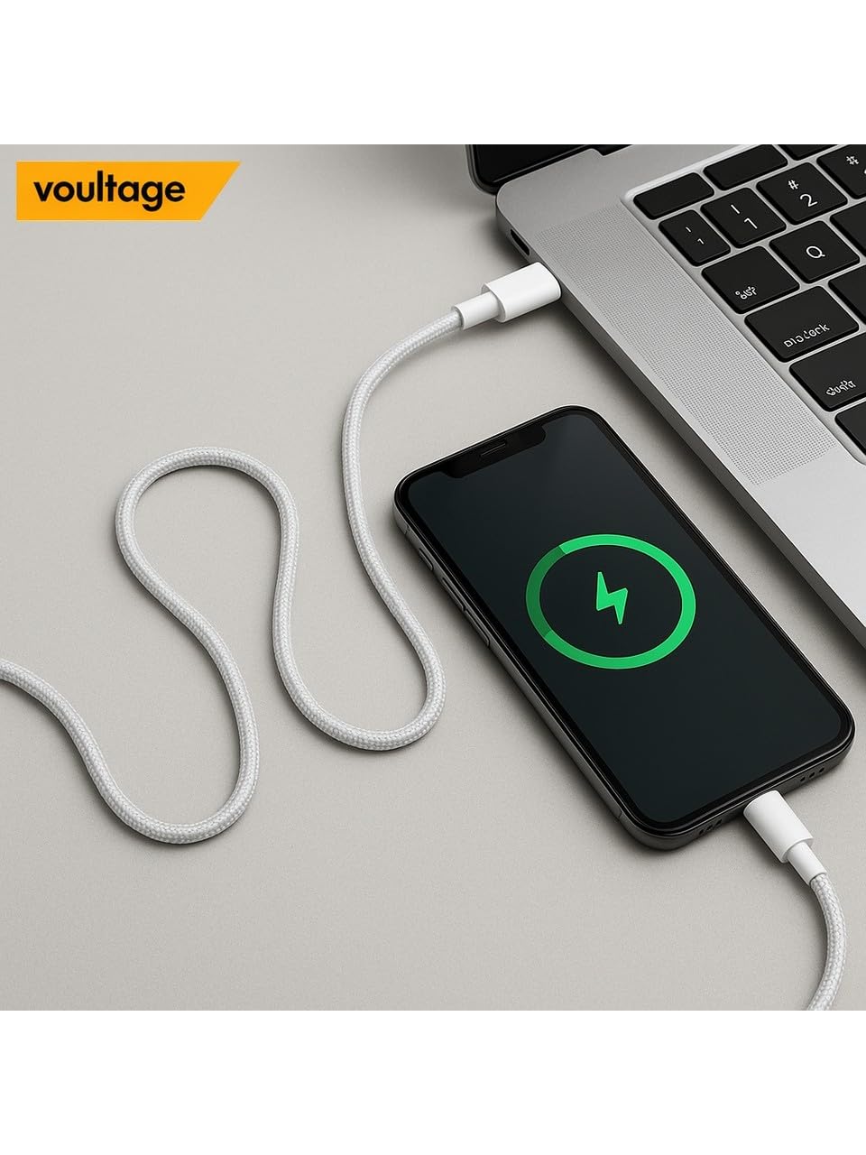 Voultage 60W Type-C To Type-C 1 Metre Dayanıklı Örgülü Hızlı Şarj & Veri Kablosu İphone 17/16/15 Uyumlu Pro Max Air, Galaxy S10 S9 S8 Plus, Note 10 9 8 Uyumlu