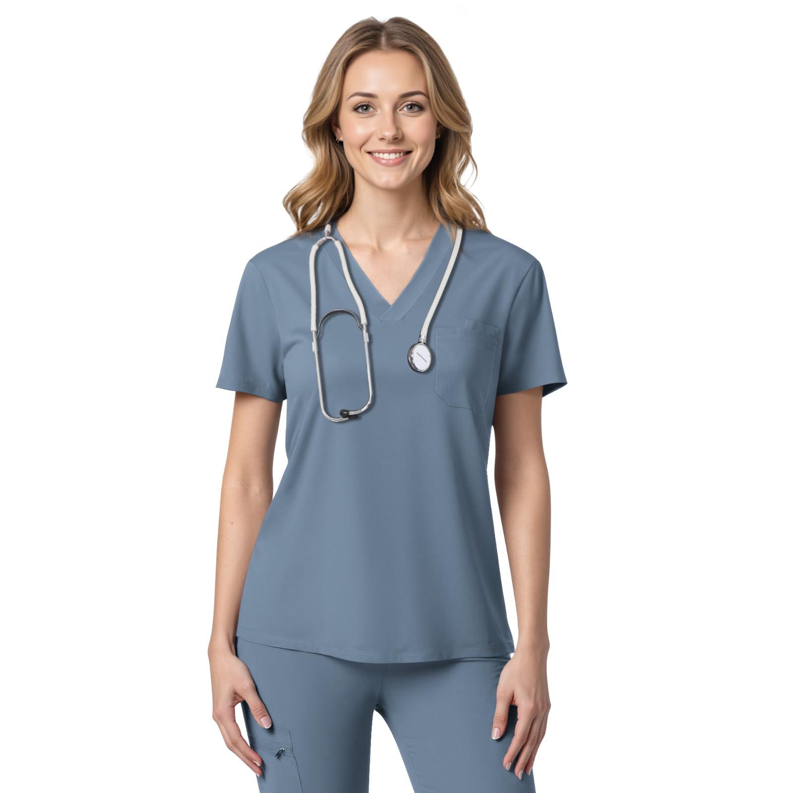 Anwrtuk Women's Medical Scrubs Top, Women's Care Tunika und Arbeitskleidung, Kurze Ärmel, V-Ausschnitt für Krankenschwestern, Zahnärzte, Ärzte, Studenten, Veterinärmediziner