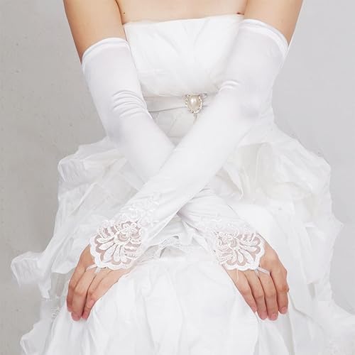 Miniatura 2 de Guantes perforados, longitud de noche para mujer, codo sin dedos, elásticos, guantes largos de ópera, guantes de esquí para hombre