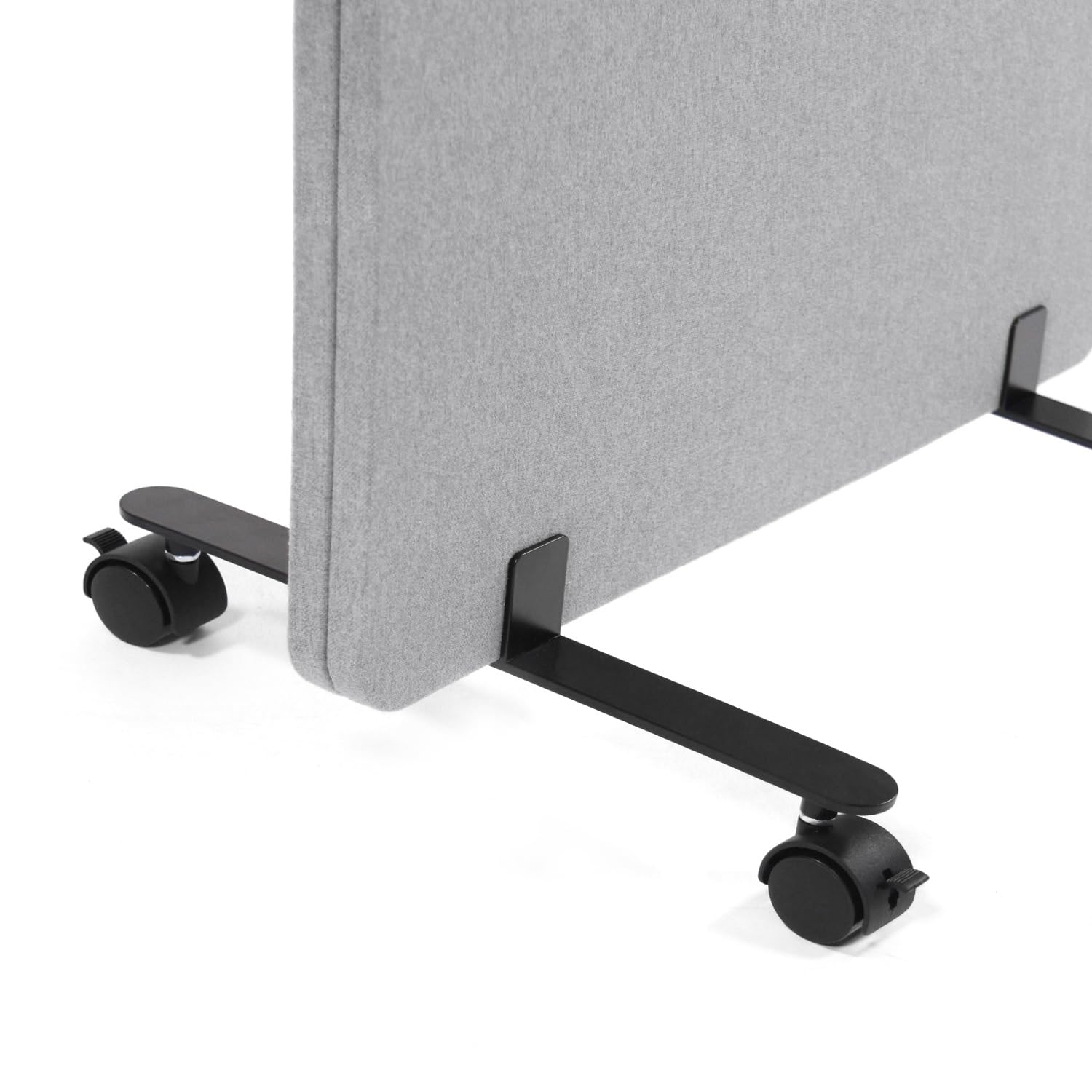 hjh OFFICE 891001 Cloison de Séparation Acoustique Mobiles FLEXMIUT 177 x 60 cm, Lot de 2, Paravent avec roulettes et Patins, Tissu Gris Clair