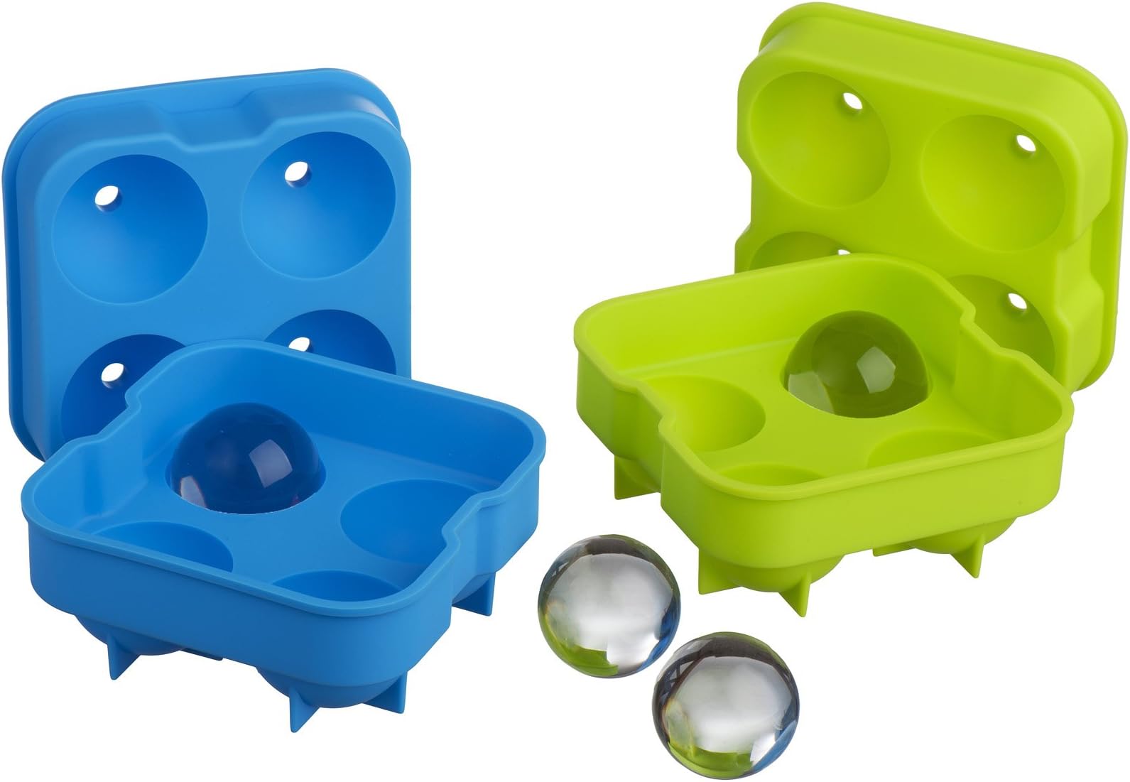 Kuuk Silicone Ice Ball Maker - Small (Twin Pack) Green and Blue
