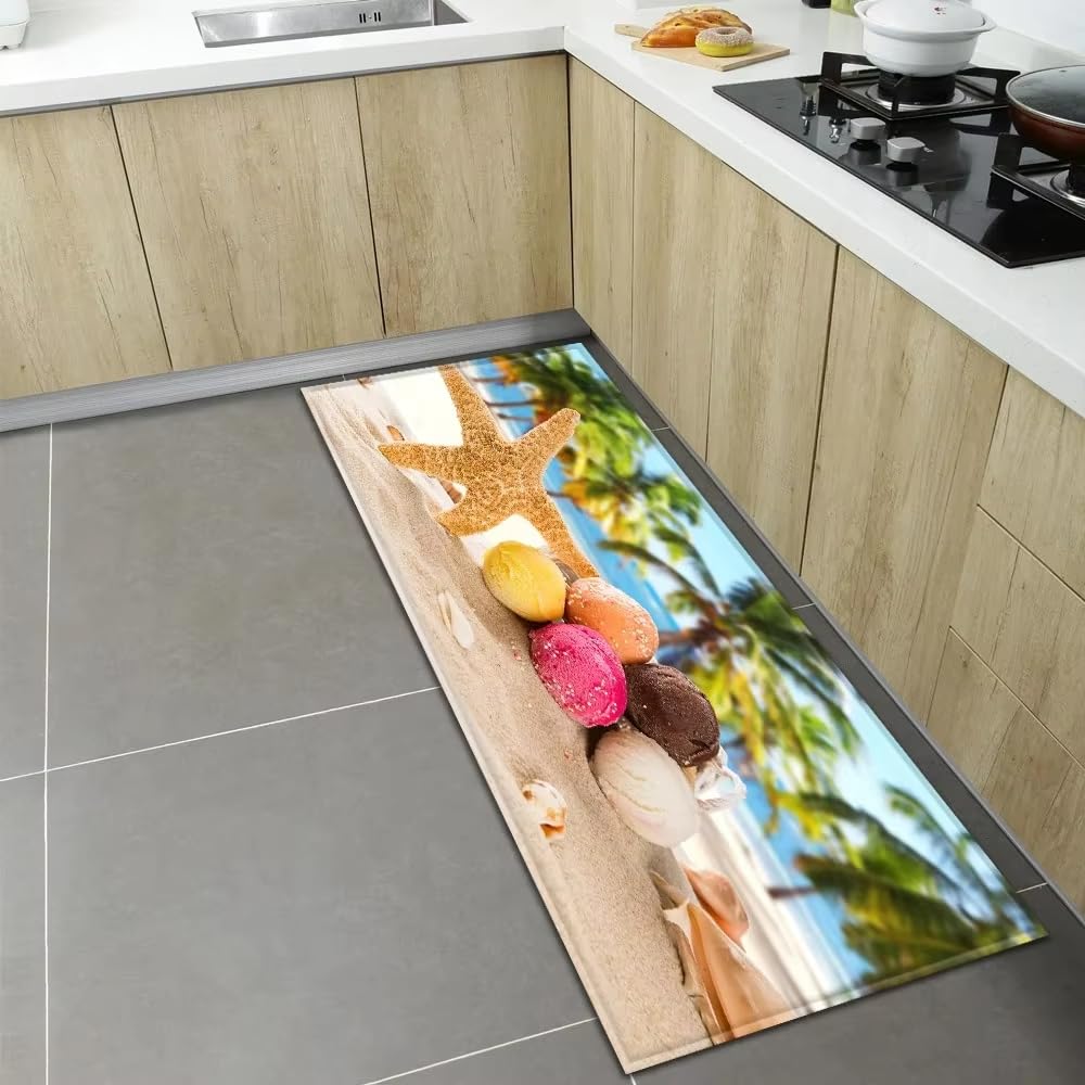 Felpudo antideslizante con diseño de estrella de mar para hogar cocina y puerta