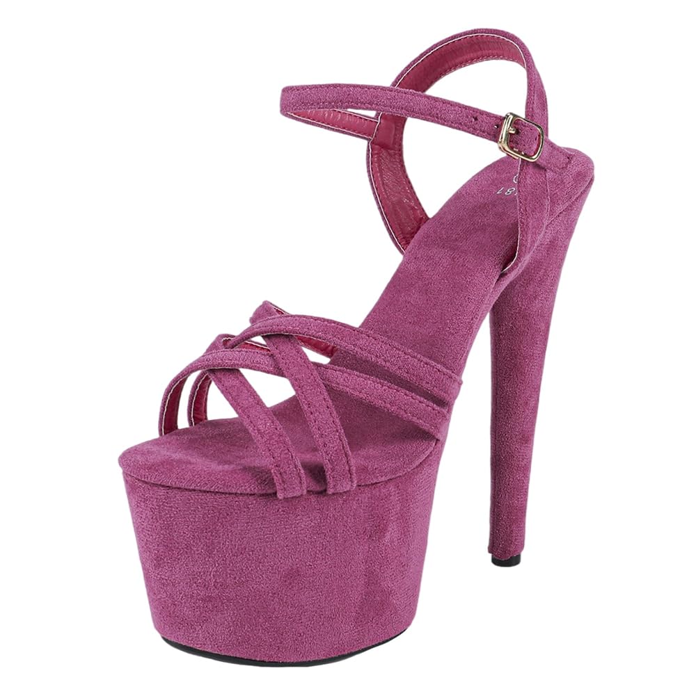 Talons Hauts de 17 cm pour Femme | Sandales à Plateforme et Brides Cheville | Talons Extra-Hauts avec Semelle antidérapante pour Les Reines des Clubs et Les Artistes de scène