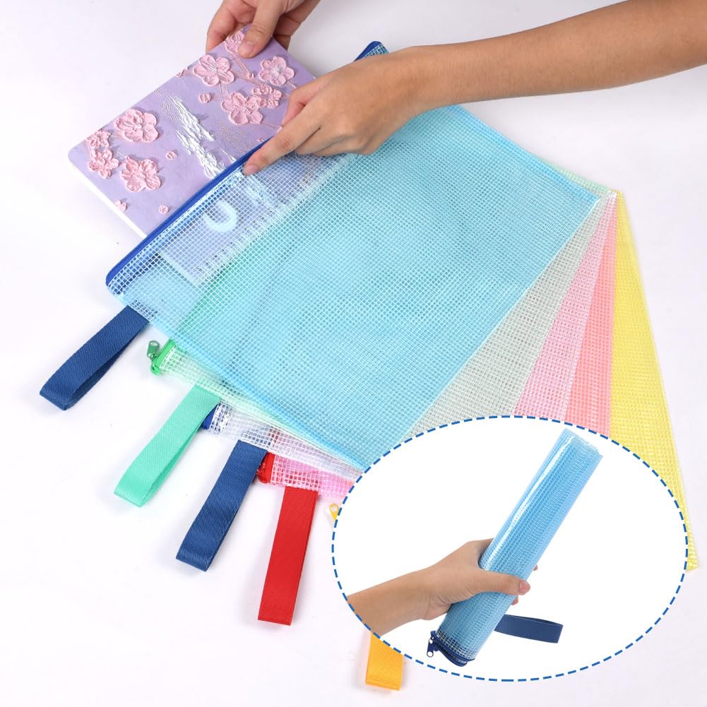 OFFCUP Borse di File A4 A5 A6, 15 Pezzi Sacchetto di Zip Impermeabile, Mesh Sacchetto del Documento, Sacchetto Di Documenti Portatile Busta Plastica per Uffici Cosmetici Forniture Accessori da Viaggio