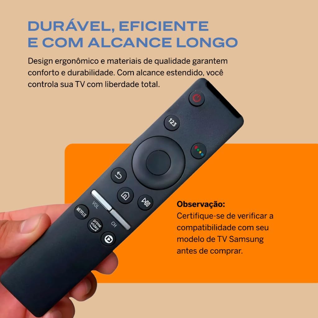 Controle Remoto para Smart TVs 4K com Botões de Atalho de Streaming - Compatível com Modelos Samsung