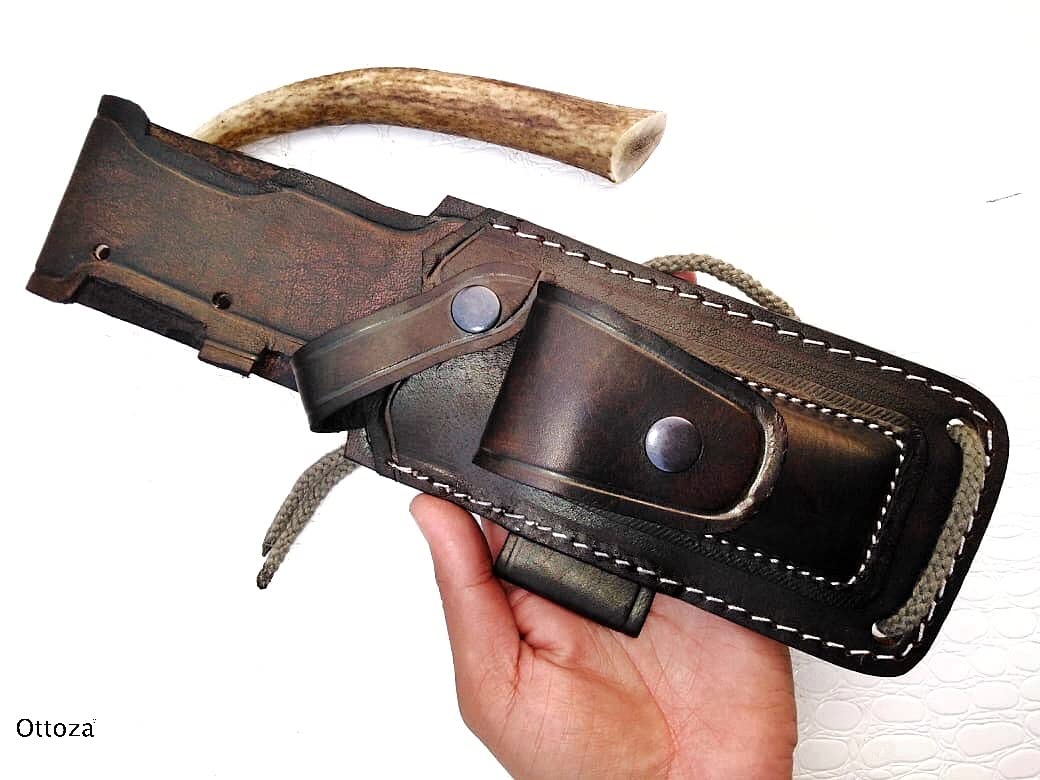 Ottoza Handmade Leather Knife Sheath SIDE DRAW Knife Sheath Bushcraft