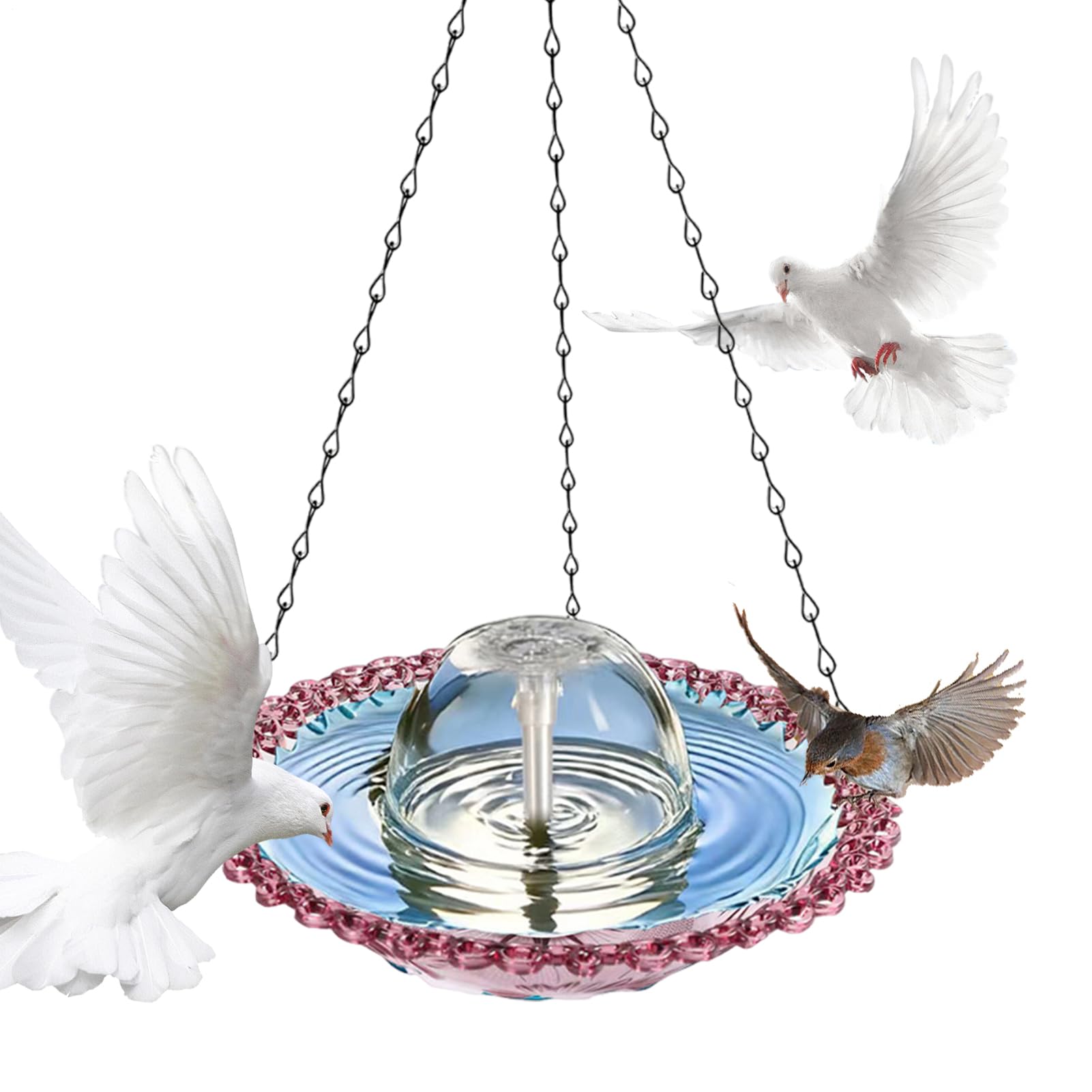 Fontaine pour oiseaux de jardin électrique bac à eau claire pour cour et pelouse