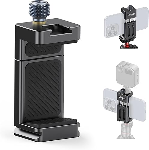 ULANZI MA33 Metal Phone Tripod Mount with Arca Port & 2 Cold Shoes, 360° Adjustable Smartphone Tripod Adapter Cell Phone Stand Holder Phone Clamp Suitable for iPhone 15 pro/14/13/12/Samsung