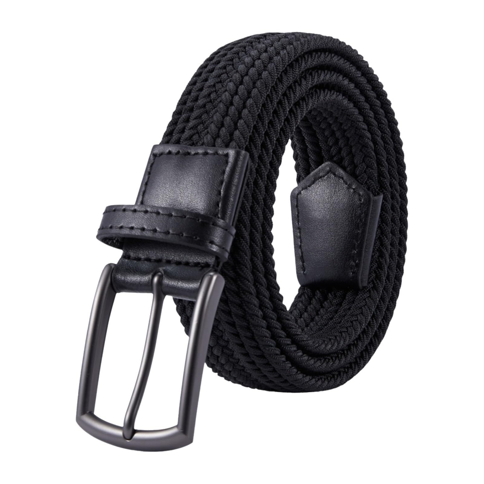 Elastischer Gürtel Herren Unisex elastischer Canvas-Gürtel, Zinklegierungsschnalle, kein Loch, gewebter Taillengürtel, sportlich, lässig, elegant, einfacher Stil