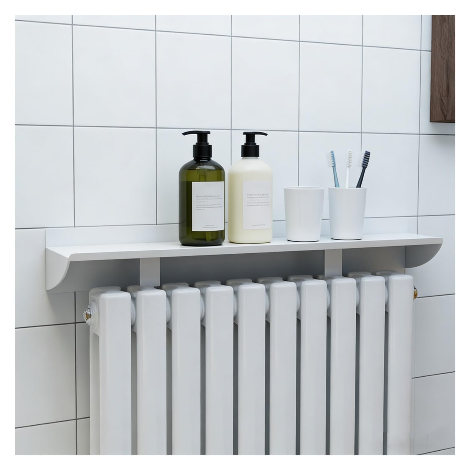 Mensola Per Termosifone Senza Foratura Copertura Termosifone Migliora la circolazione dell'aria calda, protegge la parete e aggiunge spazio di archiviazione(40cm/15.75 in)