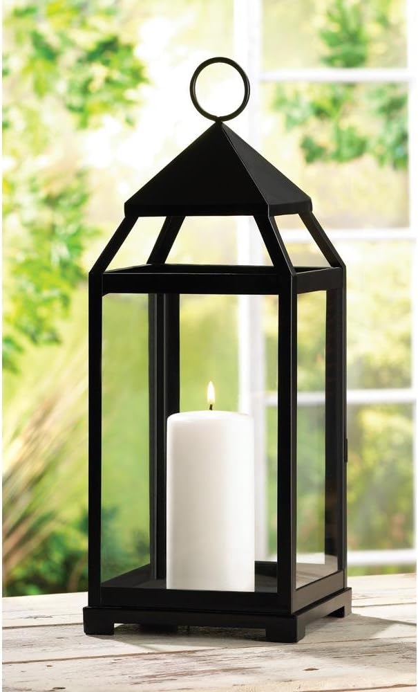 Candleholders Lanterns Large Sleek Contemporary Black Candle Lanterns Centerpieces 17 in. High