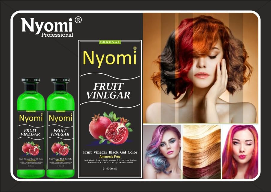 Image of Nyomi Fruit Vinegar Hair Gel Color for Men, Women Natural Hair Color Dye for Black Hair Dye (500ml x 2)