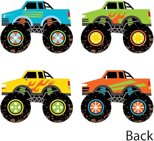 Miniatura 4 de Big Dot of Happiness Smash and Crash - Monster Truck - Decoraciones para fiestas de cumpleaños de niños, juego de 20