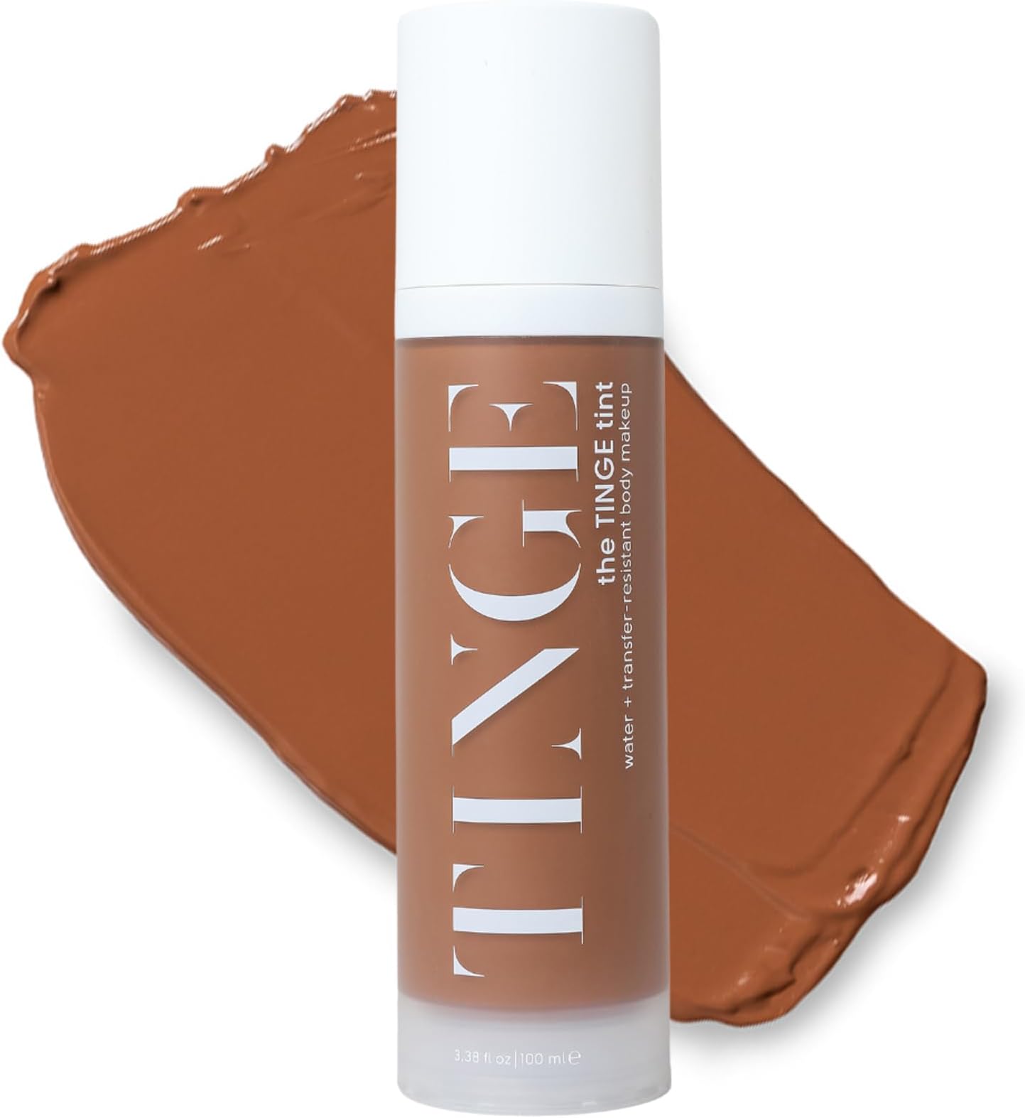 - Tinge Body Makeup, Water & Transfer Resistant, Medium Coverage Cream, Lasts Up to 48 Hours, For All Skin Types, Fragrance Free, Vegan, American Made, 3.38 Fl Oz. - Deep Warm