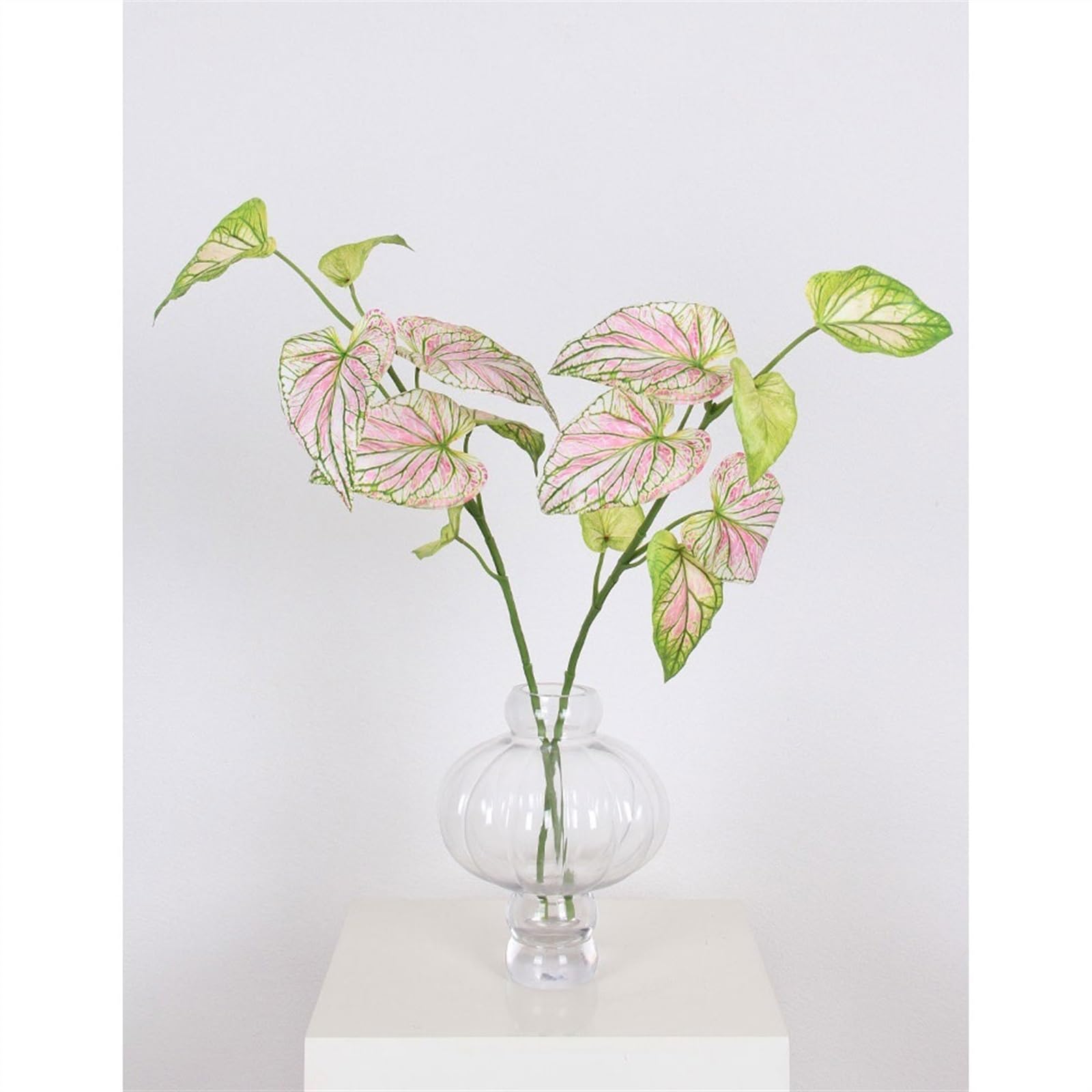 Fiori Artificiali Simulazione Fiore Pianta Rosa Verde Foglia di Calla Decorazione della tavola di casa Composizione Floreale Fiore Finto con Vaso di Vetro Fiori Finti