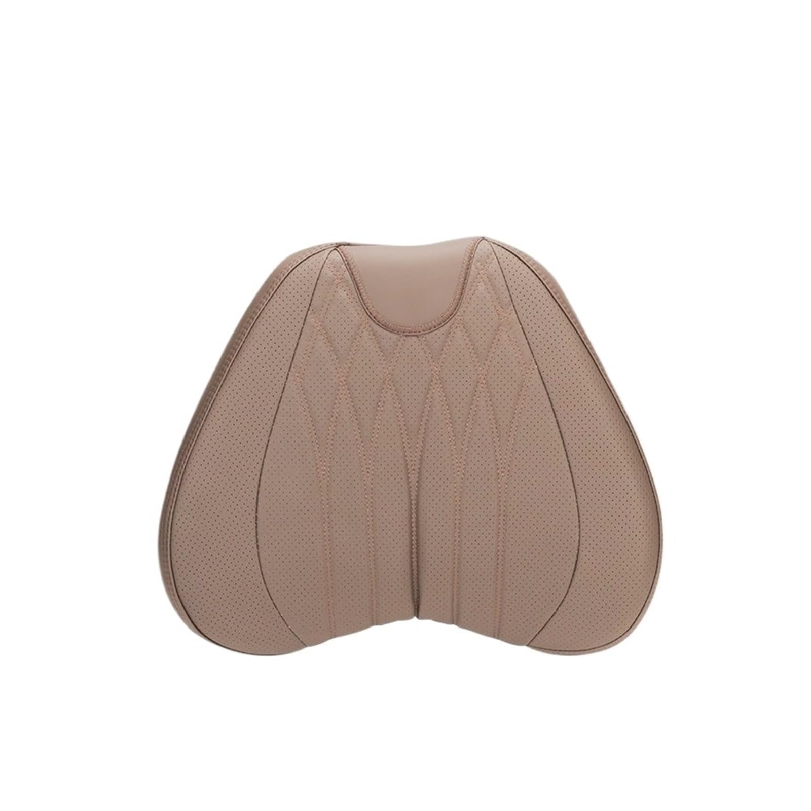 Cuscino per il collo dell'auto in memory foam 3D, cuscino poggiatesta in pelle ricamata, supporto lombare per donne e uomini, accessori per sedile (vita-marrone)