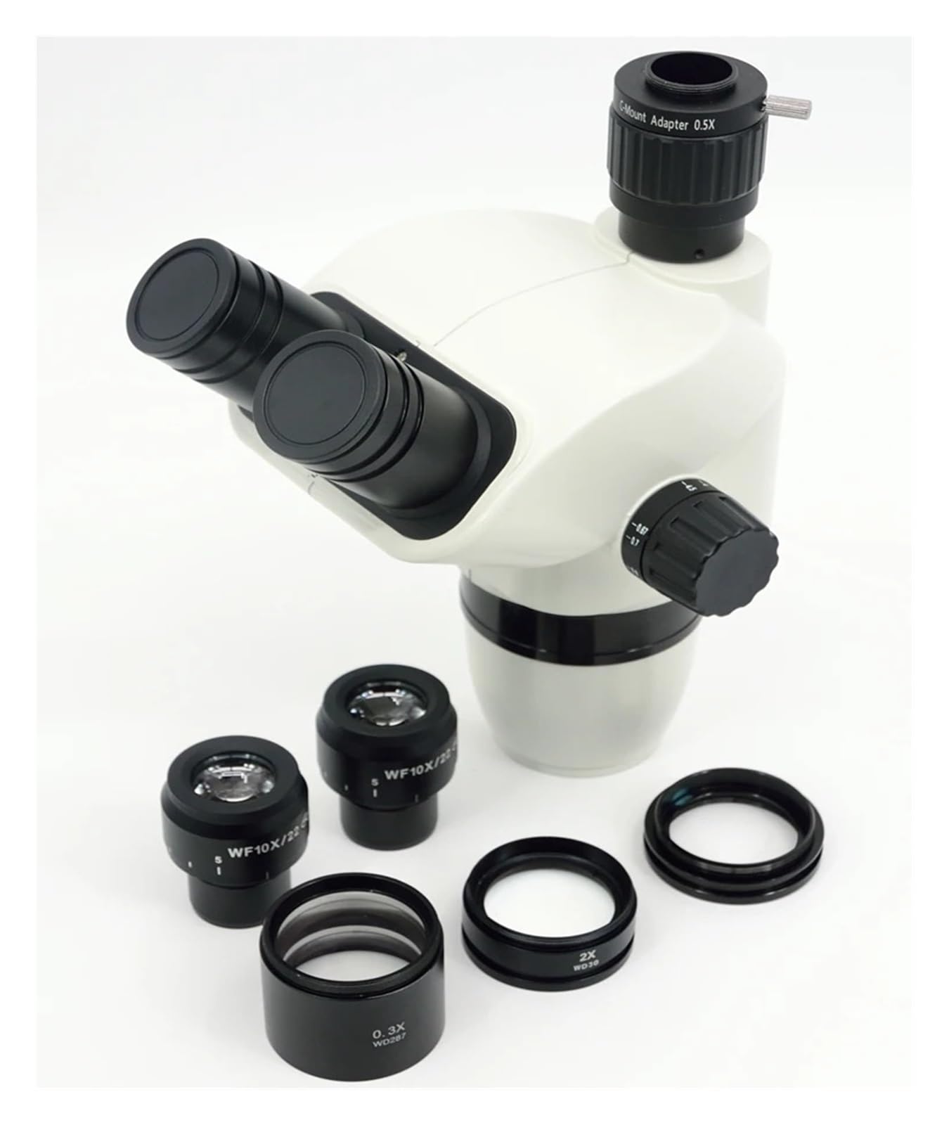 Testa for microscopio con zoom stereo trinoculare simul-focale 2X-90X