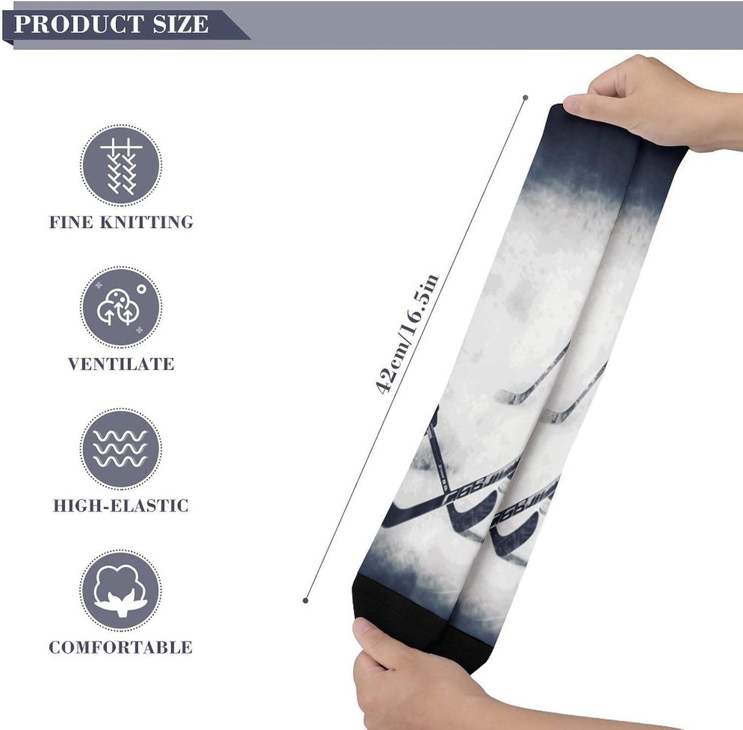 Ice Hockey Art Knee High Soccer Socks Moisture Wicking