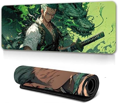 XXL Extended Anime Gaming Mouse Pad - Cool Anime Cartoon Design Large Mousepad, Stitched Edges | 35.4"x15.7"x0.12" Dimensions Priate-King