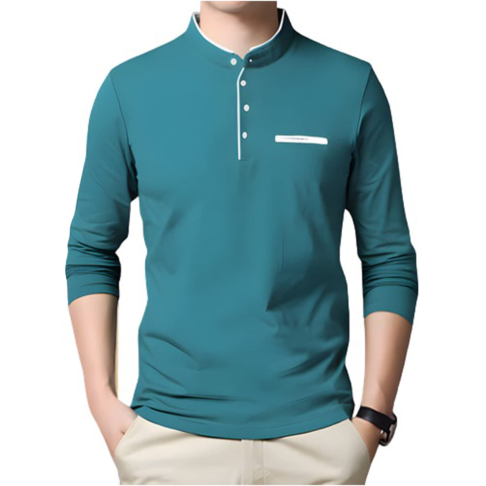 jangoboy Men's Cotton Blend Full Sleeve Henley Neck T-Shirt (Pack of 1)-picture-29