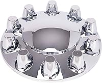 Vista 3 de Juego completo de cubiertas de rueda cromadas, cubiertas de tuercas de lengüeta de 33 mm para camiones semi, 2 cubiertas de rueda delanteras y 4