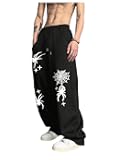 Men's Graphic Sweatpants Spiderweb Print Drawstring Low Rise Y2k Pants Streetwear