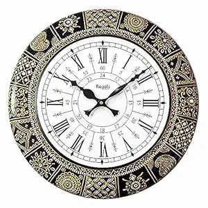 RoyalsCart Floral Designer Painting Wooden Antique Analog Wall Clock for Home, Office, School, Gym, Shop and Gifting || Clock Size - 40 cm x 40 cm [16 x 16 inches] [KTWC281D]