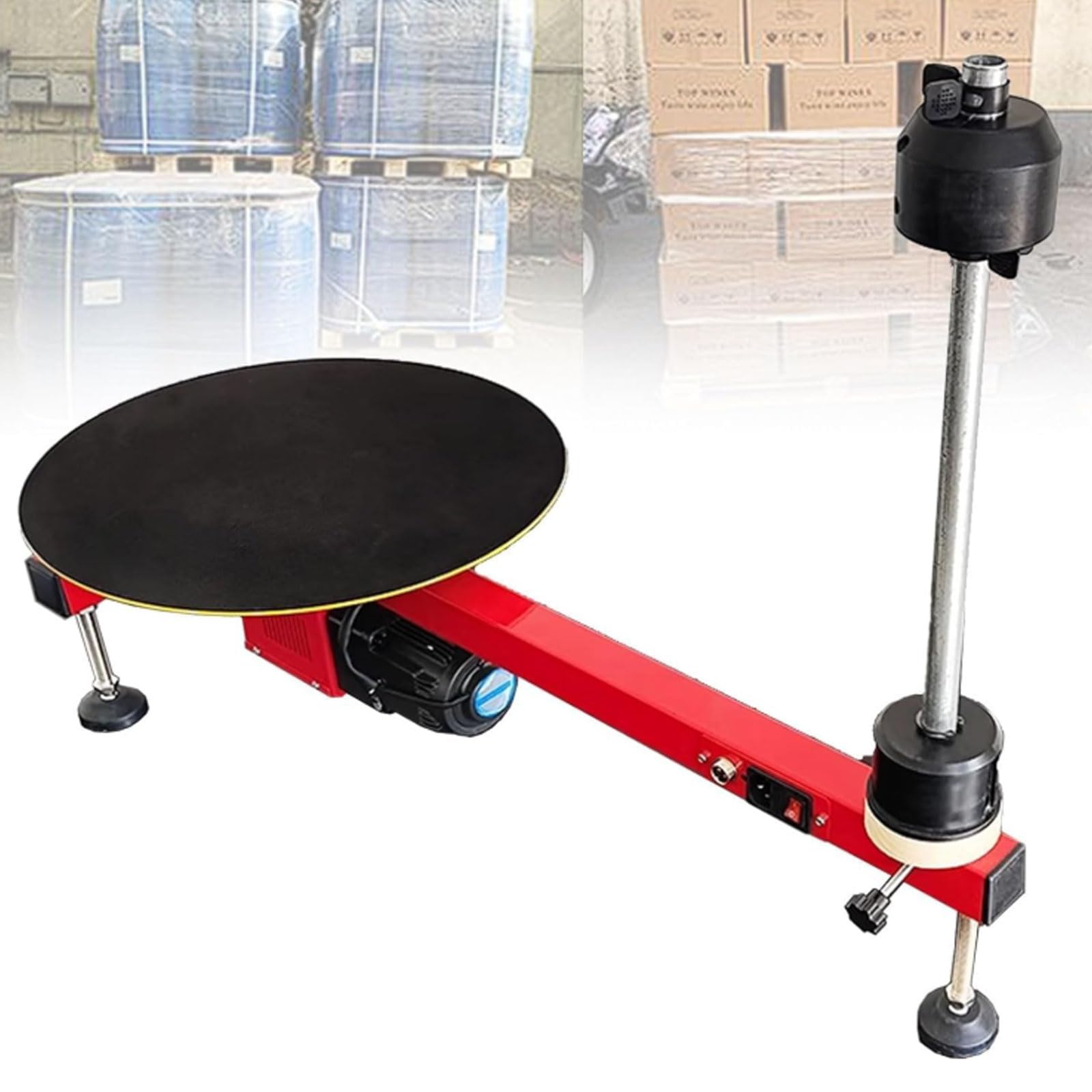 Elektryczna maszyna do owijania folii stretch z przełącznikiem nożnym, przenośny gramofon 40 cm, do kartonu paczkowego, magazynu bagażowego, opakowania kartonowego stołu