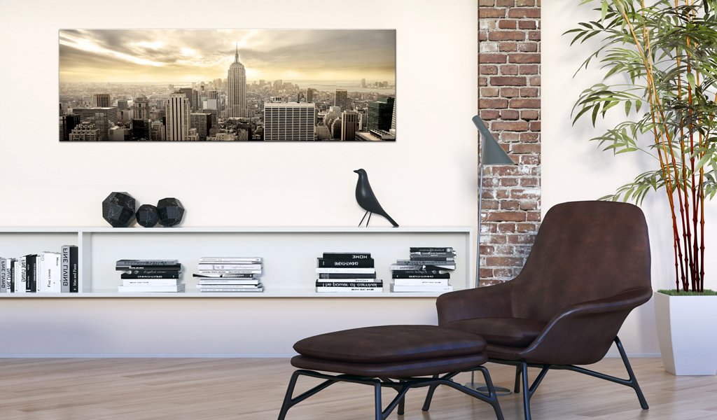 artgeist Acoustic Canvas Wall Art Print New York 53x18 in - 1pcs Picture with Acoustic Foam Sound Print Artwork Room Acoustics Soundproofing NY d-B-0081-b-b