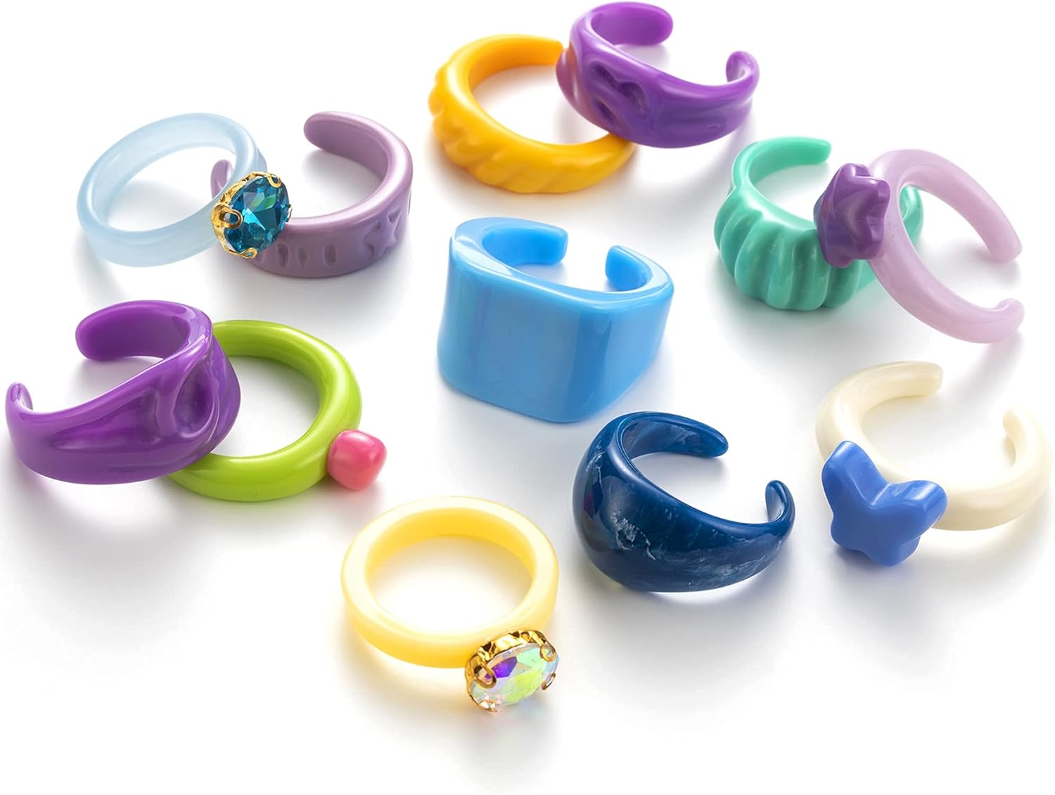 EIELO Colorful Retro Vintage Resin Acrylic Ring Set Kuwait Ubuy