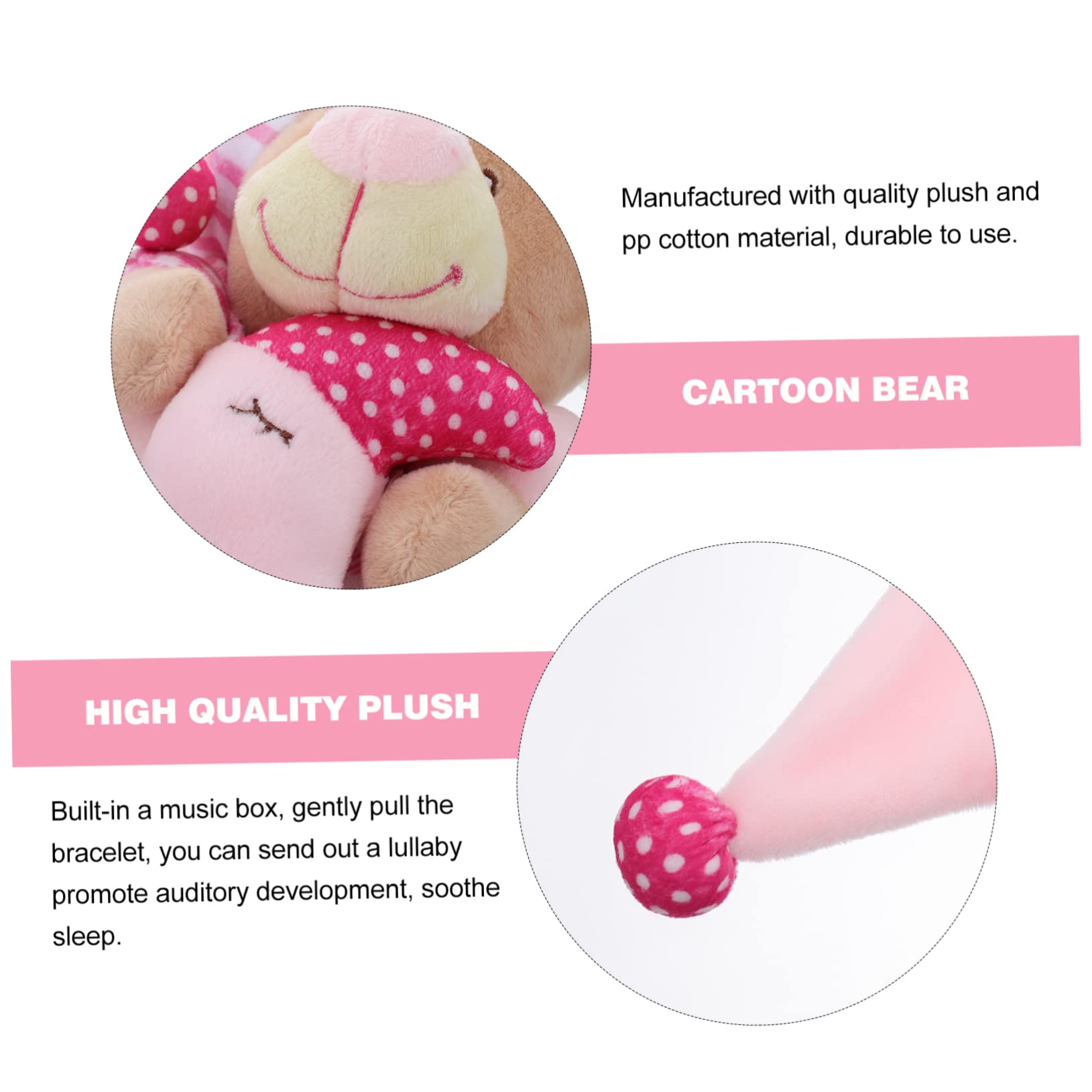 Toyvian 2pièces Doudou Musical pour Ours Apaisant avec Mobile Musical pour Sommeil Et Jeu Berceau