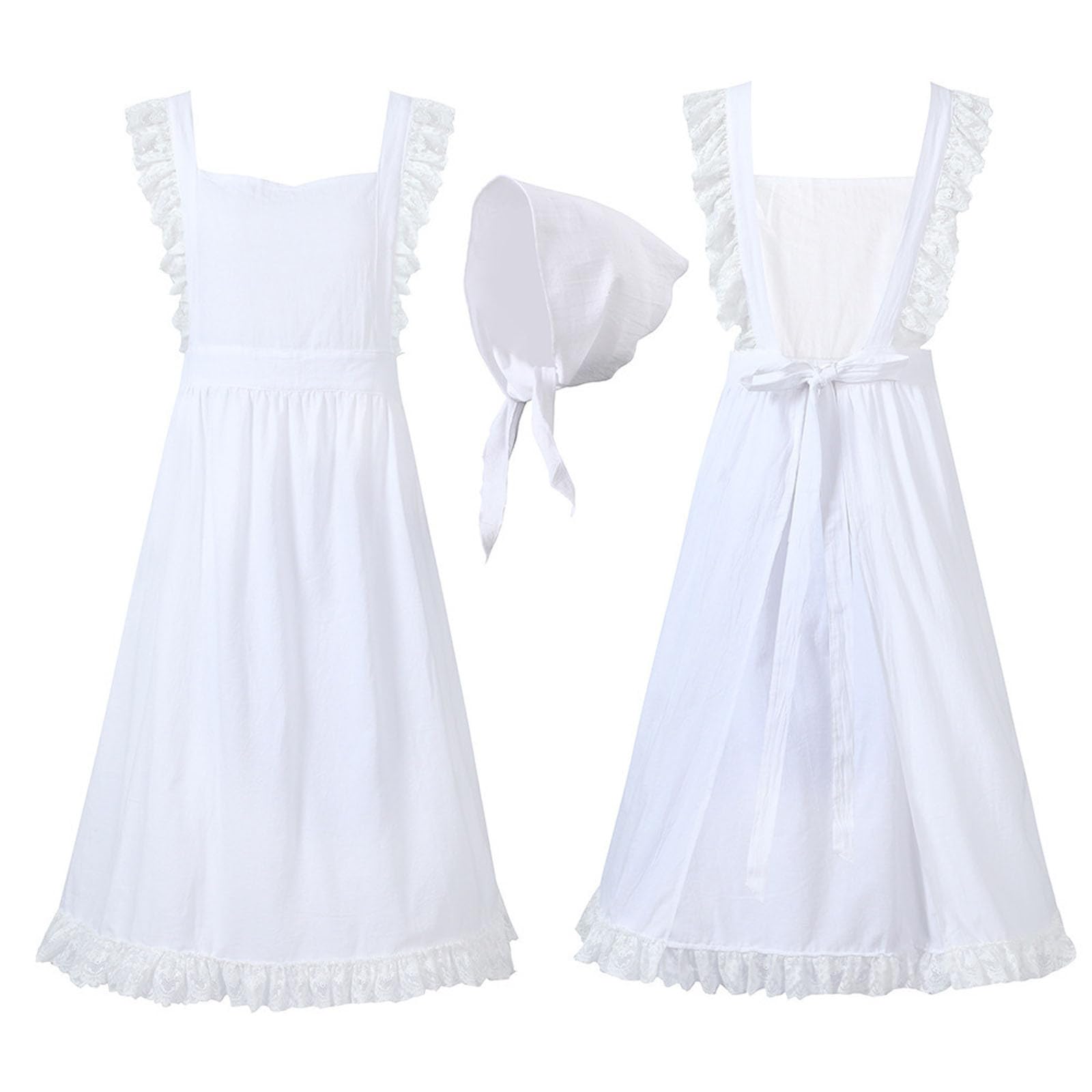 Damen Baumwollschürze Vintage Garten Schürze mit Kopftuch