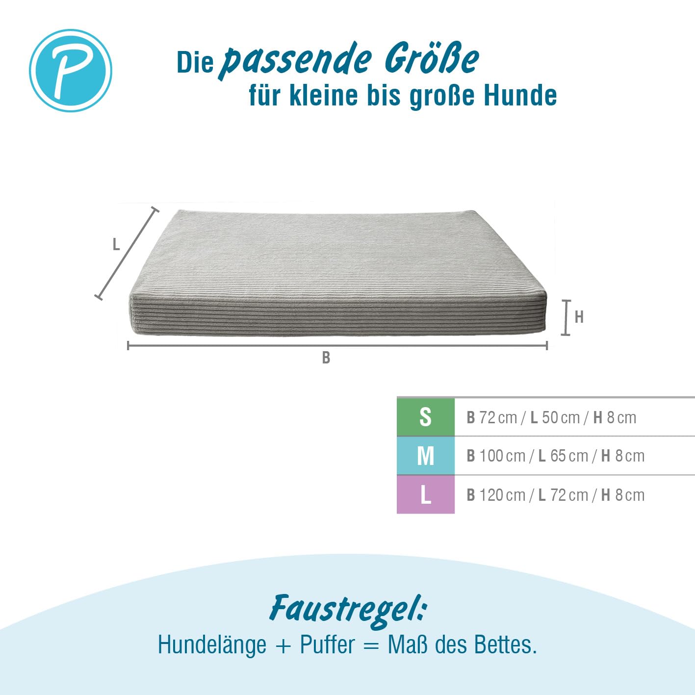 Petlando Orthopädische Hundematte LikeOrtho Luke – ergonomisches Hundebett mit Eggfoam-Struktur, gelenkschonend, waschbarer Bezug, rutschfest, 100x65x10cm, kleine bis mittlere Hunde, grau