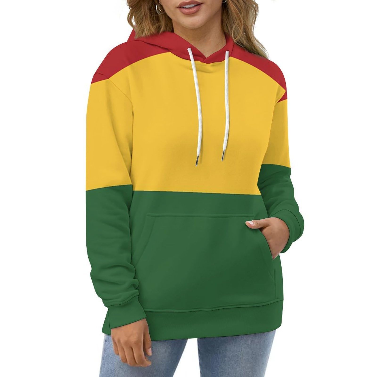 Felpa con cappuccio unisex con stampa con bandiera reggae Rasta, comoda, casual, con cappuccio