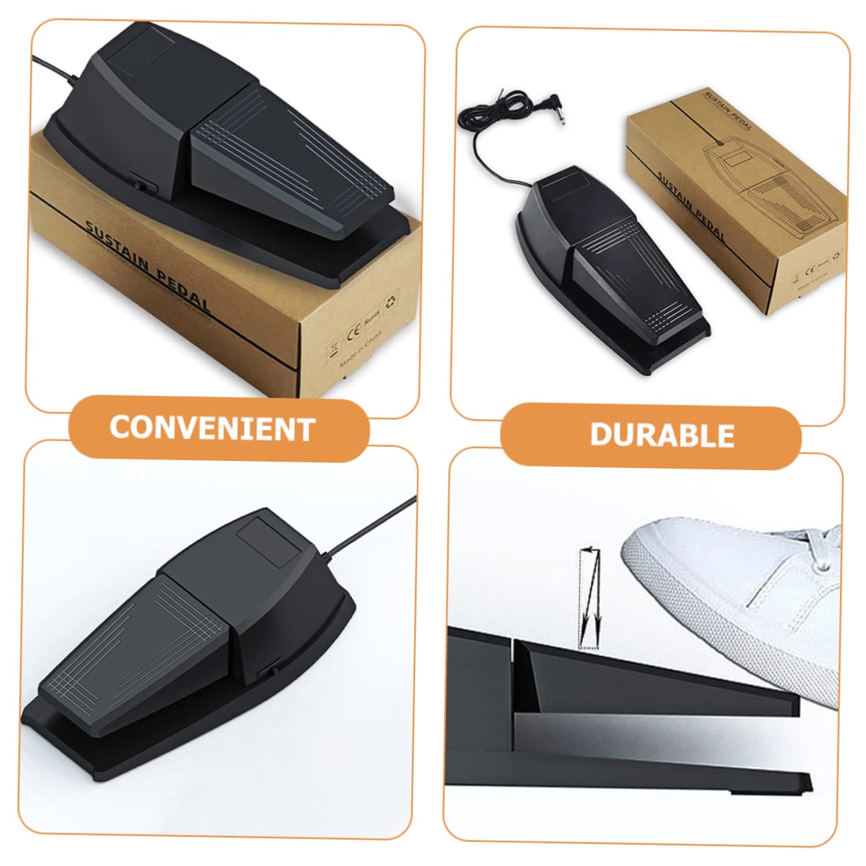 Pedal de Piano Eléctrico Negro de Goma y Abs para Teclado | Portátil y Resistente, Efecto de Sustain, Accesorio para Instrumento Electrónico, Uso Práctico en Piano