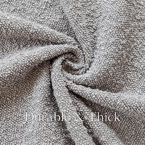 Image of Foindtower Set of 2, Decorative Textured Boucle Throw Pillow Covers Accent Solid Pillow Cases Soft Cozy Couch Cushion Case for Chair Sofa Bedroom Living Room Home Decor 16 x 16 Inch Neutral Grey