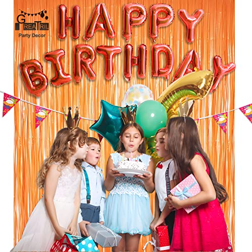 Orange Tinsel Curtain Party Backdrop - Greatril Foil Fringe Curtain Party Streamers For Fall/Thanksgiving Day/Birthday/Doorway/Easter/Coco Theme/Halloween/Day Of The Dead Party Decorations 2 Packs #TOP1