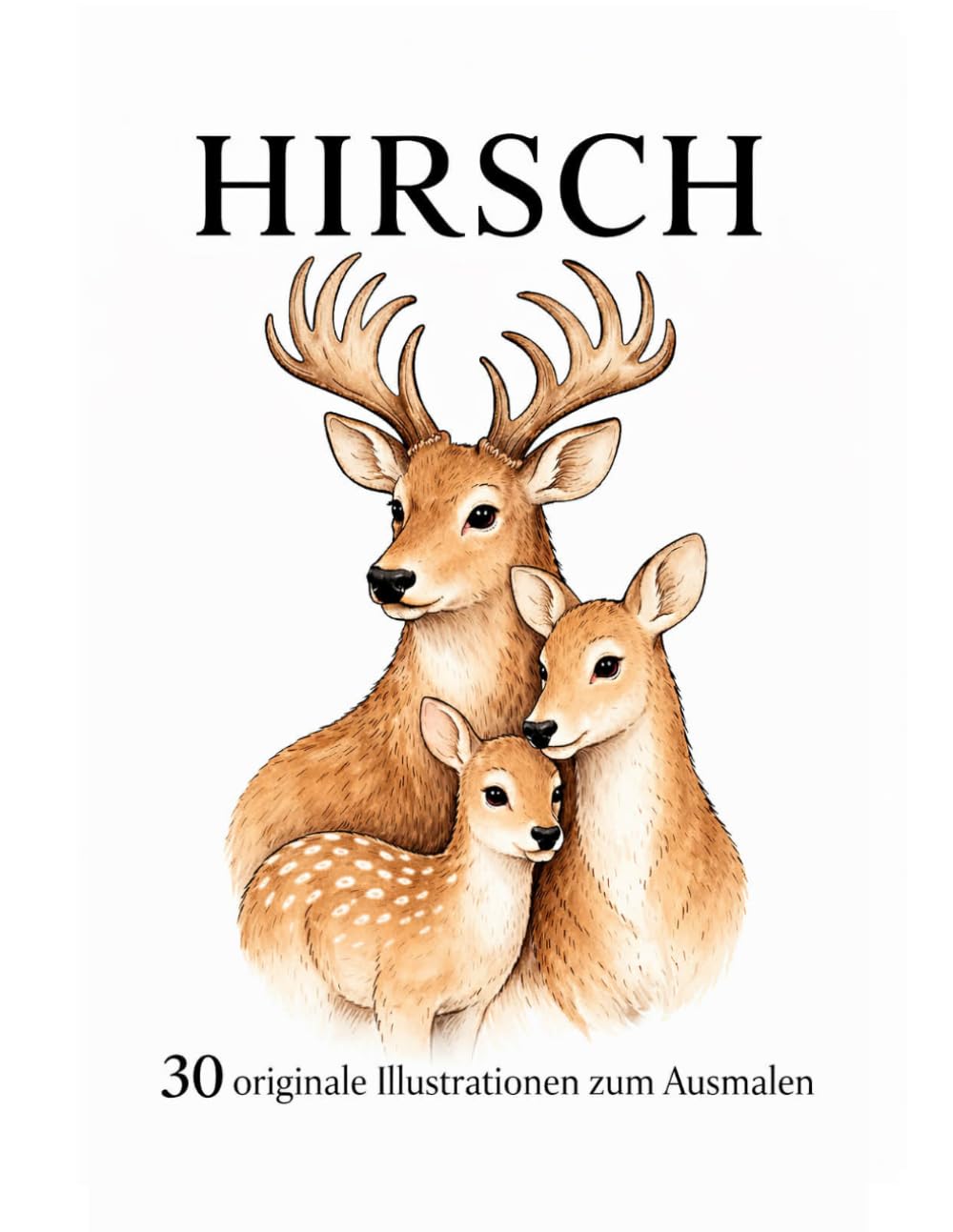 Hirsch: 30 originale Schwarz-Weiß-Illustrationen