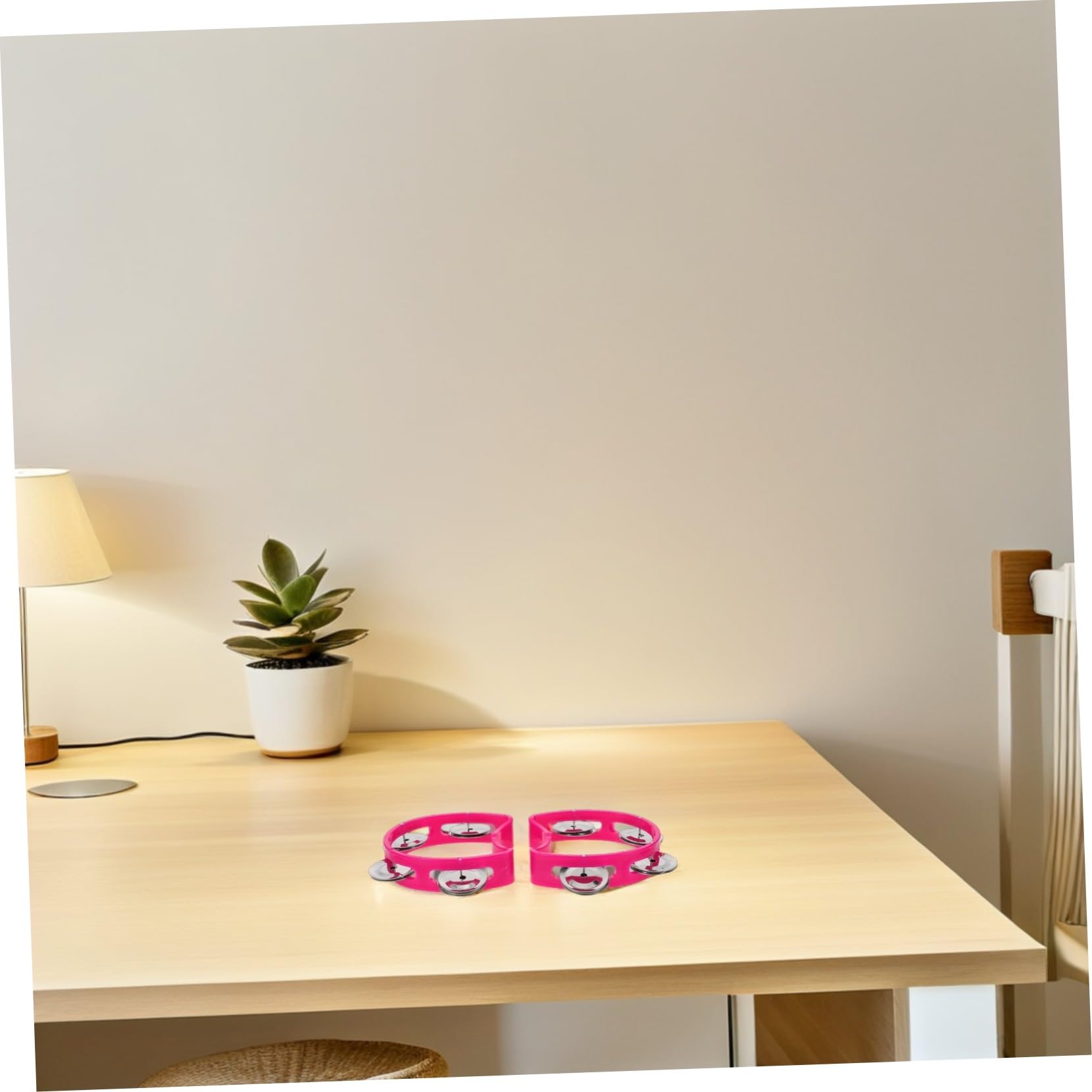 12 Stück Handglocken Tamburine Shaker Handschwing Tamburin Handbetriebene Glocke Tamburin Handtrommel Kunststoff Handglocke Edelstahl Rosy