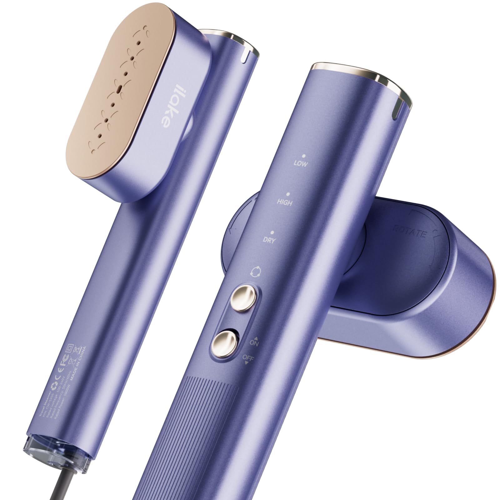 Défroisseur vapeur portable 2 en 1 pour vêtements, 100-240 V double tension, réservoir d'eau de 1000 W et 120 ml, Blue